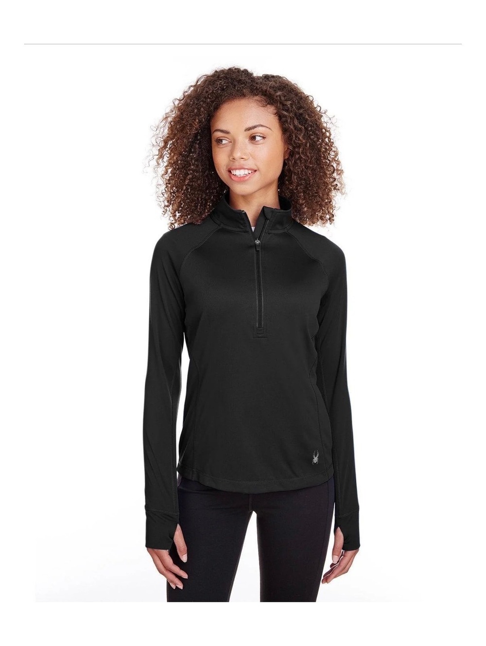 NWT Spyder Ladies' Active Black Long Sleeve Half-Zip Pullover Size Large